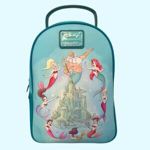 Loungefly The Little Mermaid King Triton and Daughters Mini Backpack NWT